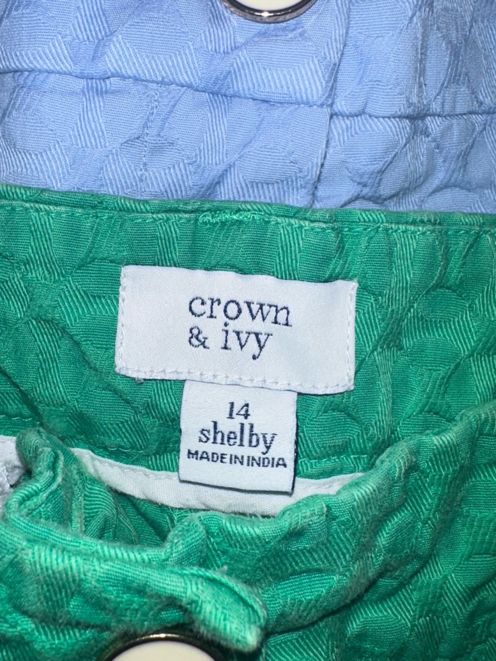 4 PACK Crown & Ivy "Shelby" Scalloped Shorts Size 14 Navy, blue, grey & green - Picture 8 of 11